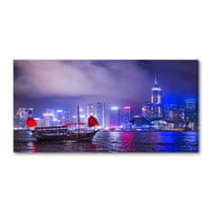 Wallmuralia.sk Foto obraz akryl do obývačky Nočné Hongkong 100x70 cm 2 prívesky