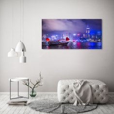 Wallmuralia.sk Foto obraz akryl do obývačky Nočné Hongkong 100x70 cm 2 prívesky