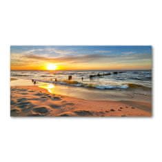 Wallmuralia.sk Foto obraz akryl do obývačky Západ slnka pláž 120x60 cm 2 prívesky