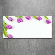 Wallmuralia.sk Foto obraz akryl do obývačky Fialové tulipány 140x70 cm 2 prívesky