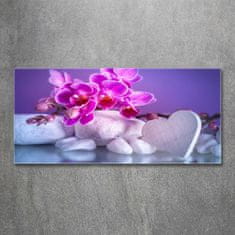 Wallmuralia.sk Foto obraz akryl do obývačky Orchidea a srdce 100x70 cm 2 prívesky