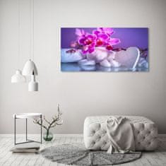 Wallmuralia.sk Foto obraz akryl do obývačky Orchidea a srdce 100x70 cm 2 prívesky