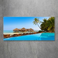 Wallmuralia.sk Foto obraz akryl do obývačky Bazén na maledivách 100x50 cm 2 prívesky