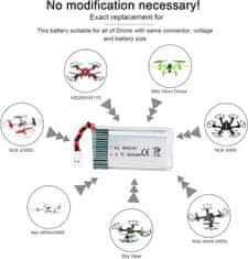 4 ks nabíjateľná Lipo batéria (3,7v, 850mAh Lipo) pre Rc Drones Syma X5SC X5SW Quadcopters