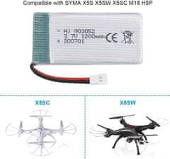 YUNIQUE GREEN-CLEAN 2ks Nabíjateľná Lipo batéria (3,7v, 1200mAh Lipo) pre Rc drony Syma X5SC X5SW Quadcopters