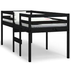Vidaxl Vysoká posteľ čierna 90x200 cm borovicový masív