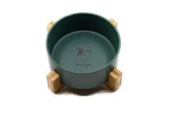 limaya keramická miska pre psy a mačky s dreveným podstavcom tmavo zelená 13 cm