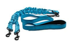 limaya vodítko bungee modré pre dvoch psov 155 cm - 195 cm modré