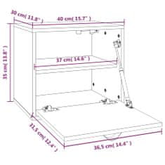 Vidaxl Nástenná skrinka sivá 40x30x35 cm masívna borovica