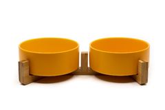 limaya keramická dvojmiska pre psy a mačky oranžová s dreveným podstavcom 13 cm