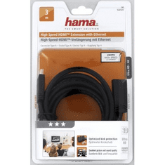 HAMA HDMI predlžovací kábel vidlica-zásuvka, pozlátený, 3*, 3 m