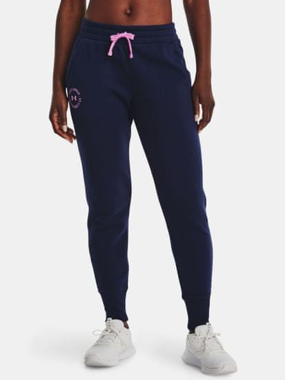 Under Armour Nohavice Rival Fleece Crest Joggers-NVY