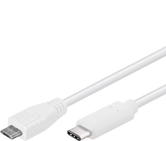 PremiumCord USB-C/male - USB 2.0 Micro-B/Male, biely, 1m