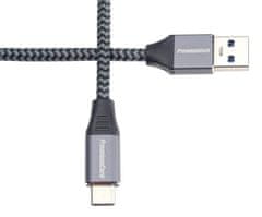 kábel USB-C - USB 3.0 A (USB 3.1 generation 1, 3A, 5Gbit/s) 0,5m opletiť