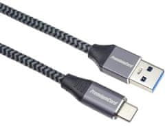 kábel USB-C - USB 3.0 A (USB 3.1 generation 1, 3A, 5Gbit/s) 0,5m opletiť