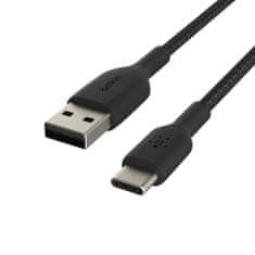 Belkin kábel opletaný USB-C - USB-A, 3m, čierny