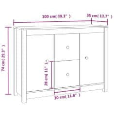 Petromila vidaXL Komoda medovo-hnedá 100x35x74 cm masívne borovicové drevo