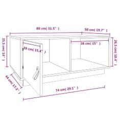 Vidaxl Konferenčný stolík sivý 80x50x35,5 cm borovicový masív