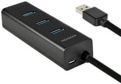 AXAGON HUE-S2BP, 4x USB 3.0 CHARGING húb, vr. AC adaptéra, kábel USB-A 1.2m