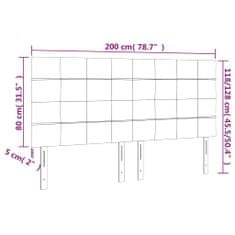 Vidaxl Čelo postele s LED bledosivé 200x5x118/128 cm látka