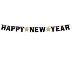 Girlanda HAPPY NEW YEAR - Silvester - hviezdy - 180 cm