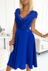 Numoco Dámske krajkové šaty Linda kráľovsky modrá S