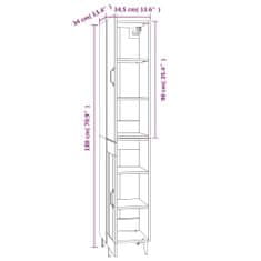 Vidaxl Vysoká skrinka dymový dub 34,5x34x180 cm spracované drevo