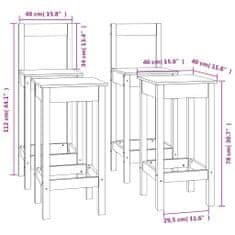Vidaxl 4-dielna súprava barových stoličiek borovicový masív