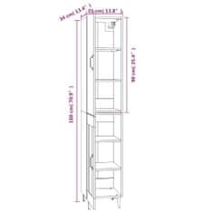 Vidaxl Vysoká skrinka hnedý dub 34,5x34x180 cm spracované drevo