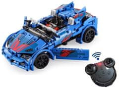 Lean-toys Stavebné bloky Športové auto Blue Race 585 dielikov R/C CADA