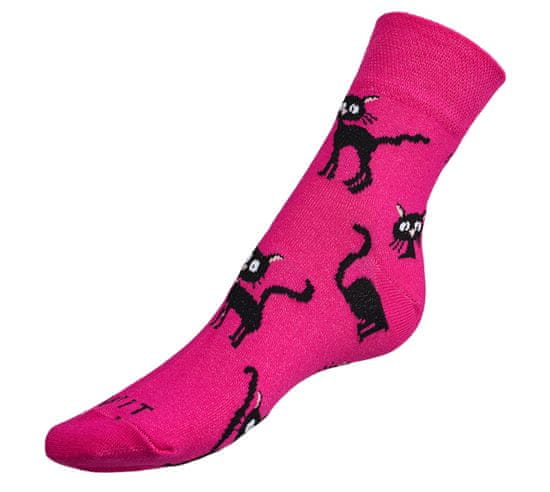 Ponožky Mačka magenta - 39-42 - sýta ružová
