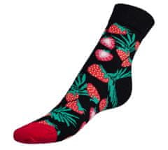 Ponožky Jahody - 39-42 - čierna, červená
