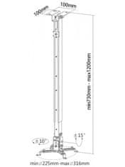 Reflecta TAPA 73-120cm stropný držiak dataprojektora strieborný