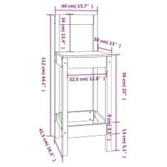 Vidaxl Barové stoličky 4 ks borovicový masív
