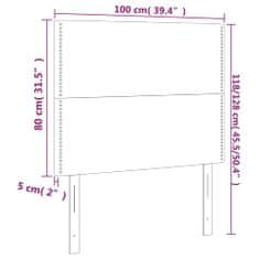 shumee Čelo postele s LED tmavosivé 200x7x118/128 cm látka