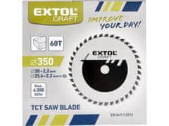 Extol Craft Kotúč pílový s SK plátky, O 350x3,2x30mm, 60T