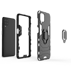 IZMAEL Odolné Puzdro Ring Armor Case pre Samsung Galaxy A12/Galaxy M12 - Čierna KP9714