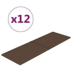 Vidaxl Nástenné panely 12 ks hnedé 90x30 cm látka 3,24 m²