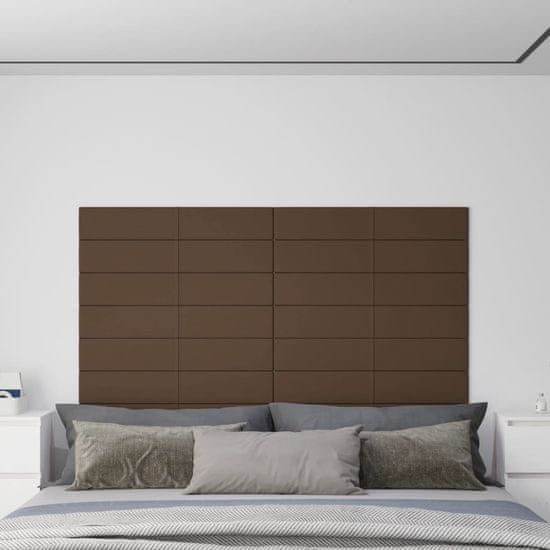 Vidaxl Nástenné panely 12 ks hnedé 90x15 cm látka 1,62 m²
