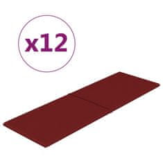 Vidaxl Nástenné panely 12 ks vínovočervené 90x30 cm látka 3,24 m²