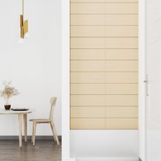 Vidaxl Nástenné panely 12 ks krémové 90x15 cm látka 1,62 m²