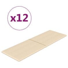 Vidaxl Nástenné panely 12 ks krémové 90x30 cm látka 3,24 m²