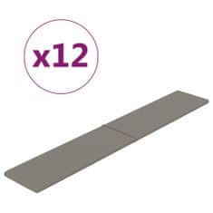 Vidaxl Nástenné panely 12 ks bledosivé 90x15 cm zamatové 1,62 m²