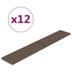 Vidaxl Nástenné panely 12 ks sivohnedé 90x15 cm látka 1,62 m²