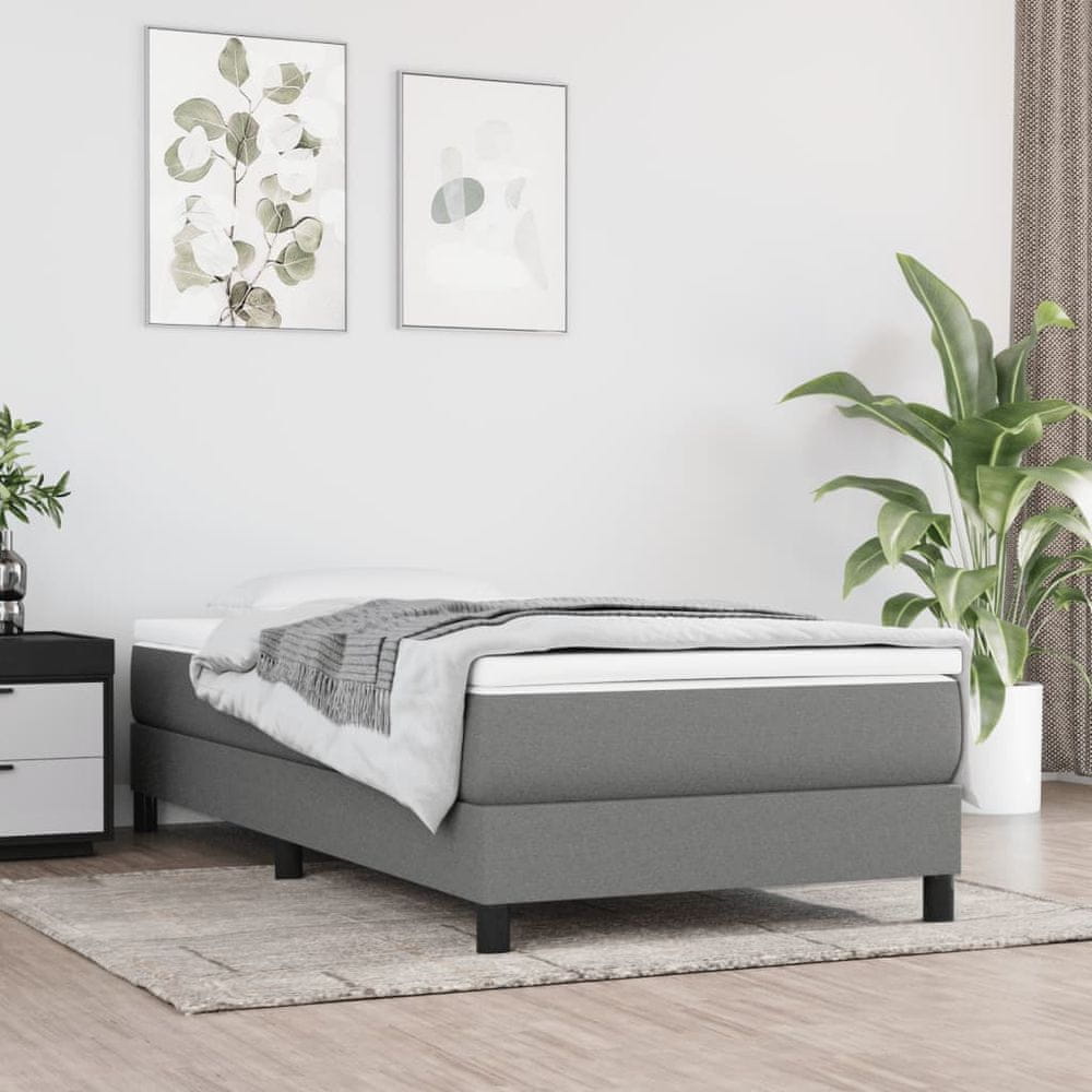 Petromila vidaXL Boxspring posteľ s matracom tmavosivá 90x200 cm látka