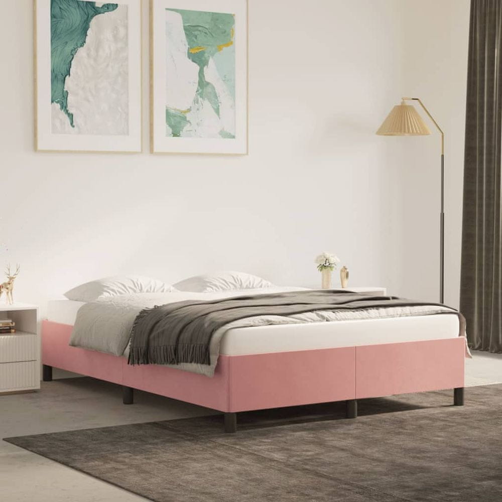 Petromila vidaXL Rám postele ružový 140x190 cm zamat