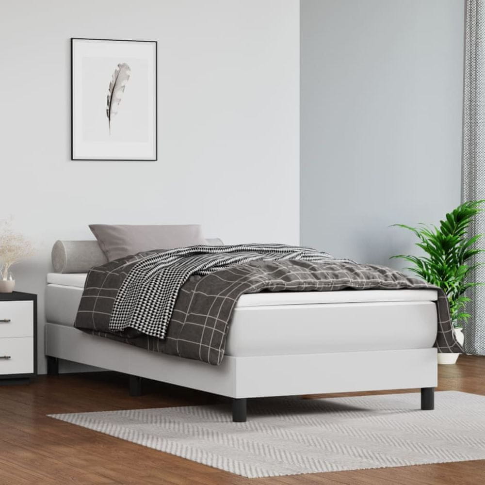 shumee Rám na boxspring posteľ, biely 90x200 cm, umelá koža