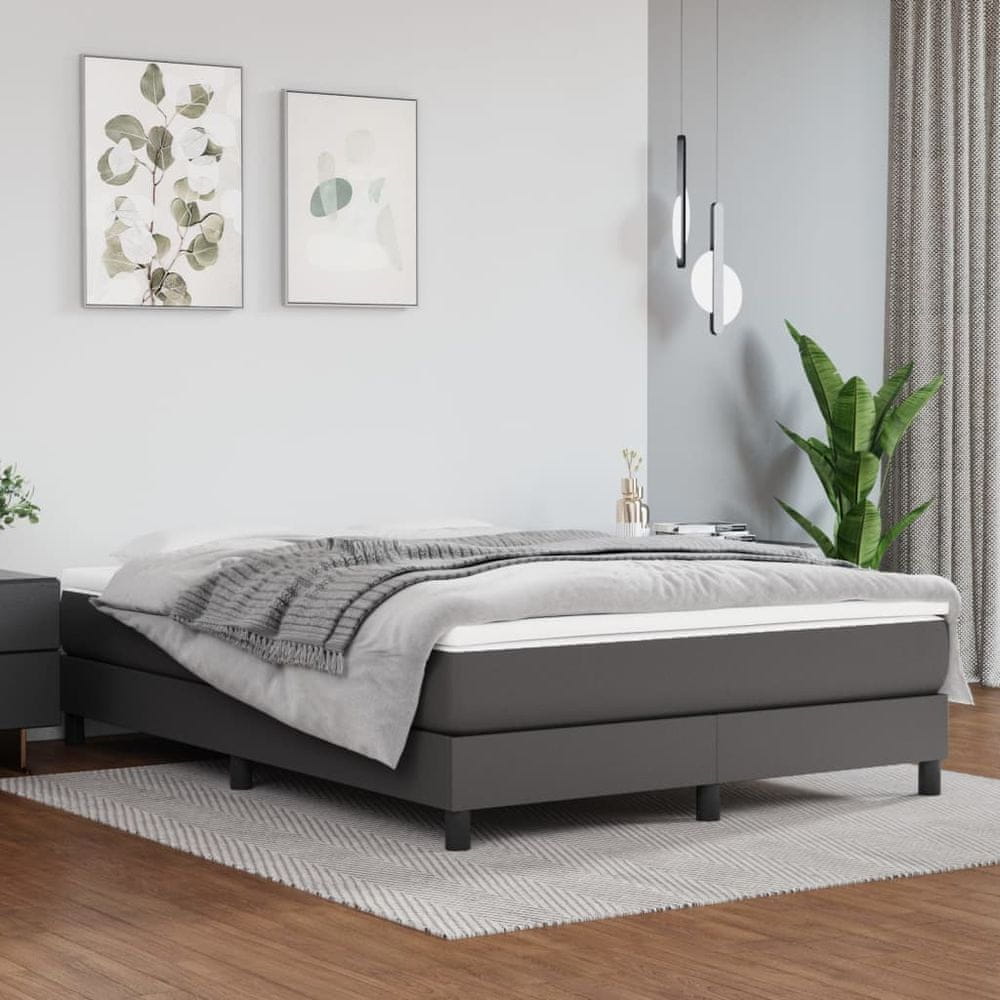 Vidaxl Rám na boxspring posteľ, sivý 140x190 cm, umelá koža