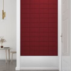 Vidaxl Nástenné panely 12 ks vínovo-červené 30x15 cm látkové 0,54 m²