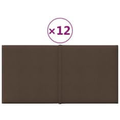 Vidaxl Nástenné panely 12 ks hnedé 30x15 cm látkové 0,54 m²